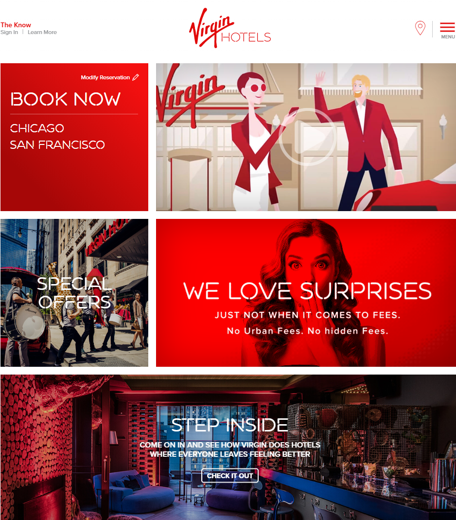 Thiết kế logo khách sạn Virgin trong tương quan với Website và các yếu tố hình ảnh khác