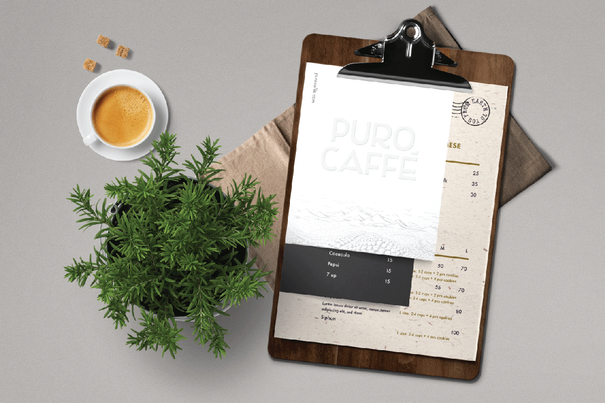 Thiết kế menu quán cafe Puro bởi B&A